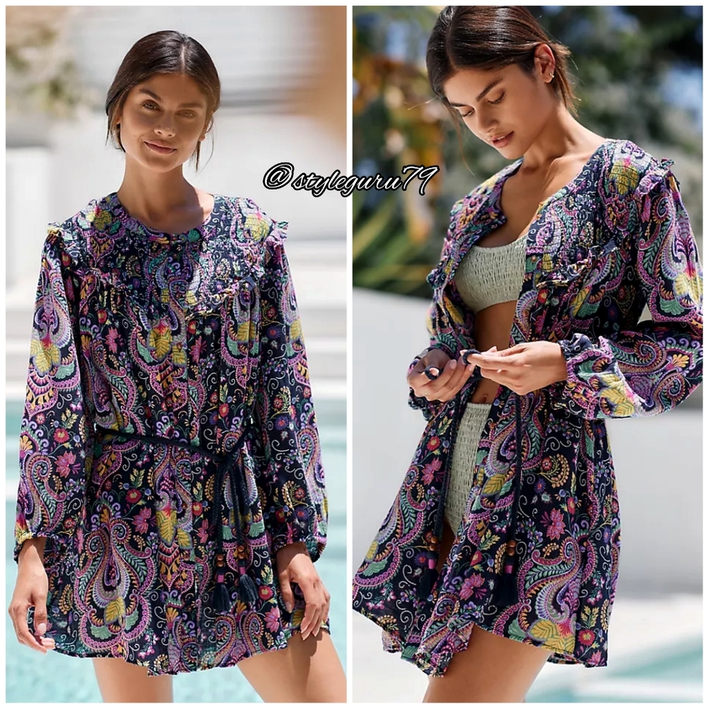 NWT, Anthropologie, Button Front Tunic Dress With Tie Belt
